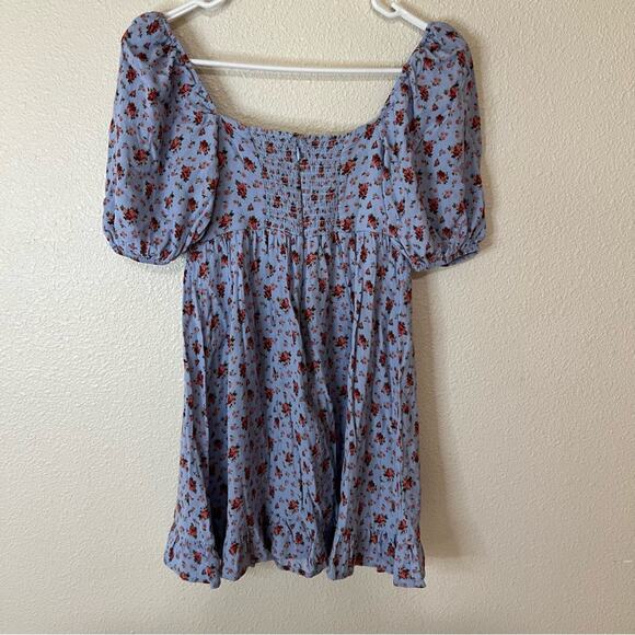 Reformation Bristol blue floral mini dress puff sleeves in petunia SIZE SMALL - Picture 3 of 6